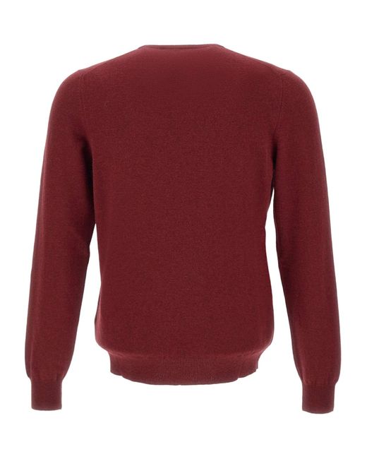 Gran Sasso Red Long Sleeved Crewneck Knitted Jumper for men