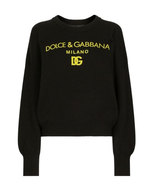Dolce & Gabbana Black Logo Printed Knit Jumper