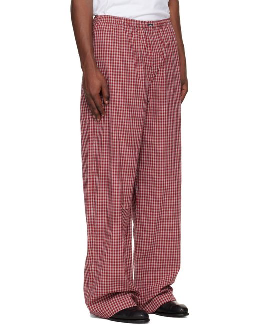 Vetements Red Checked Wide-Leg Trousers for men