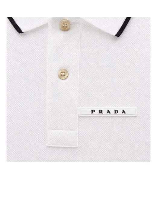 Prada White Short-Sleeved Polo Shirt for men