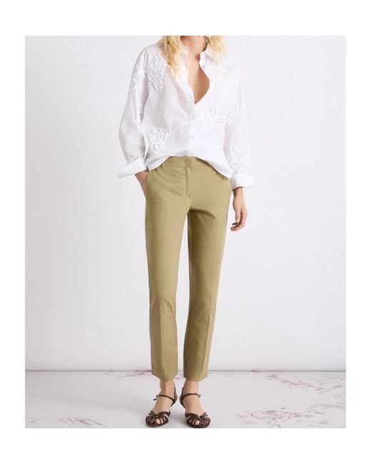 Marella Green Stretch Poplin Trousers