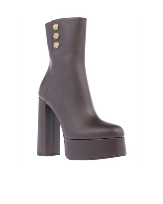 Balmain Gray Round-Headed Short Boots
