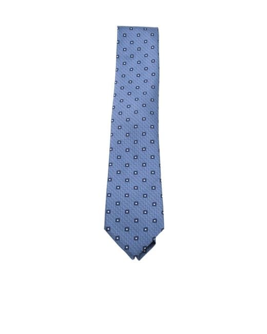 Zegna Blue Jacquard Geometric Floral Tie for men