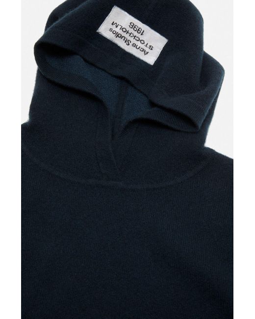 Acne Blue Logo Patch Hooded Knitted Jumper for men