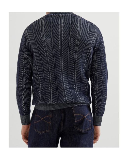 Brunello Cucinelli Blue Cashmere Zip-Up Sweater for men