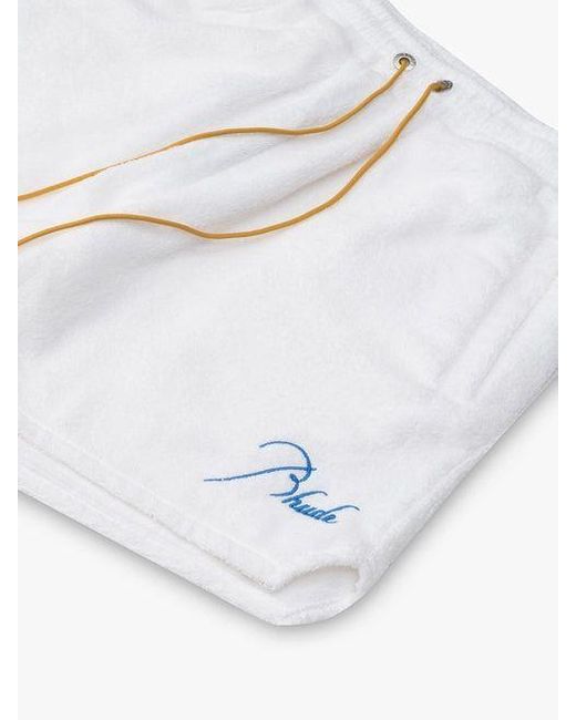 Rhude White Rude Towel Shorts for men