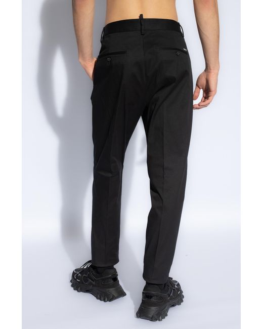 DSquared² Black Pleated Front Trousers for men
