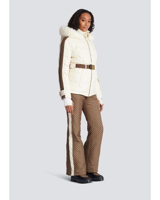 Balmain White Belted Pb Down Jacket