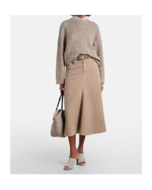 Brunello Cucinelli White Monili Suede Mules