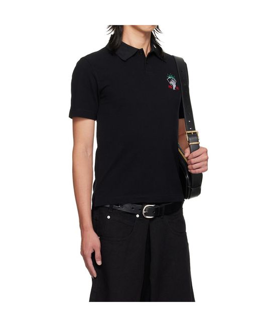 Lu'u Dan Black Short-Sleeved Polo Shirt for men