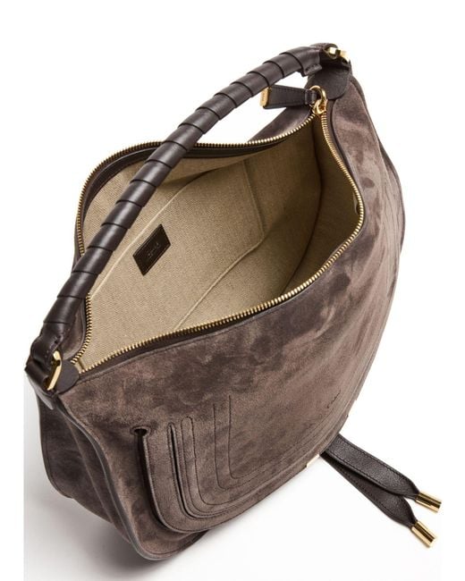 Chloé Brown Marcie Logo Shoulder Bag