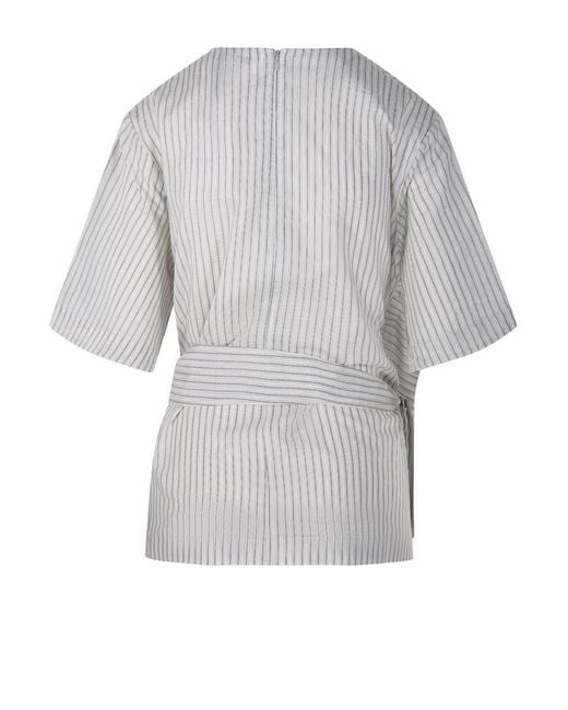 Rohe Gray Wrap Stripe Top