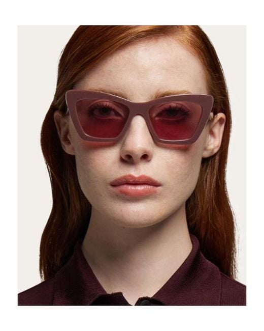 Ferragamo Pink Geometric Frame Sunglasses
