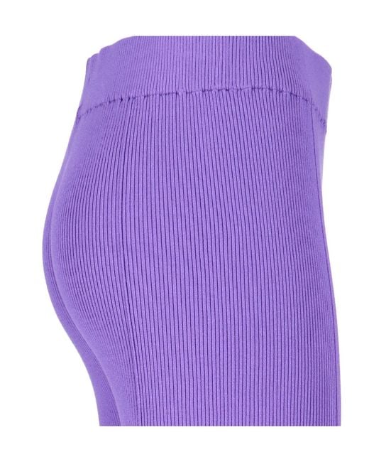 REMAIN Birger Purple Christense Slit-Cuff Knitted Stretched Trousers