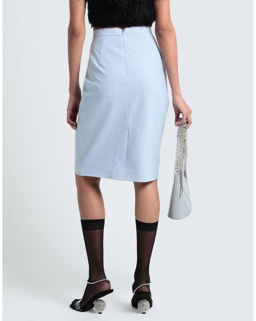 Burberry Blue Solid Color Wool Midi Skirt