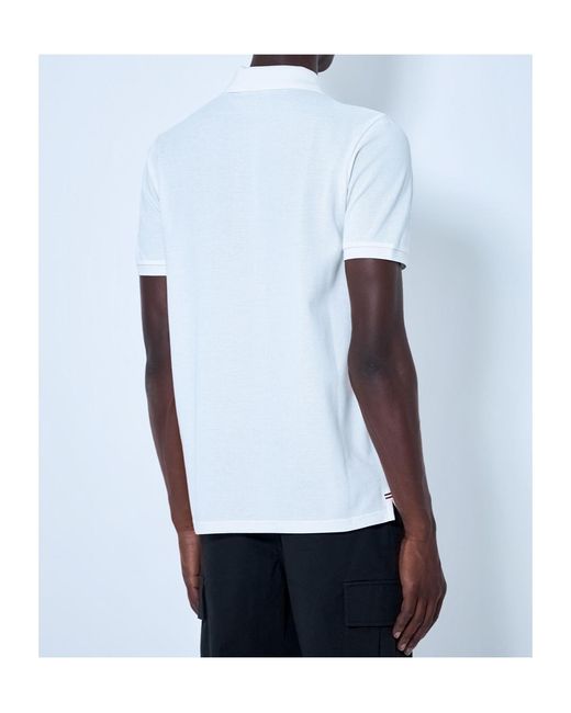 Moncler White Pique Polo Shirt With Logo Embroidery for men