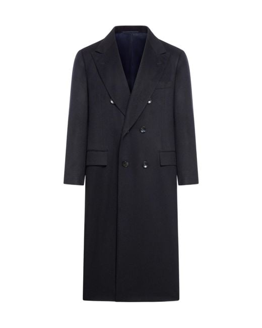 Kiton Blue Long-Sleeved Coat for men
