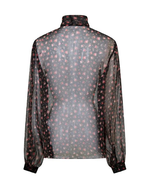 Dolce & Gabbana Gray Tie Long Sleeve Blouse