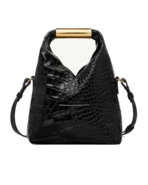 MM6 by Maison Margiela Black Japanese Embossed Small Shoulder Bag