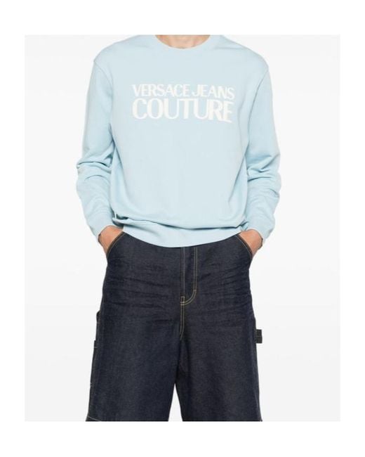 Versace Jeans Blue Logo Crew-Neck Sweatshirt for men