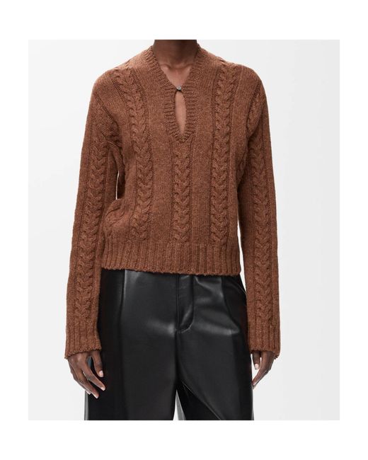 Loewe Brown V-Neck Knitted Jumper