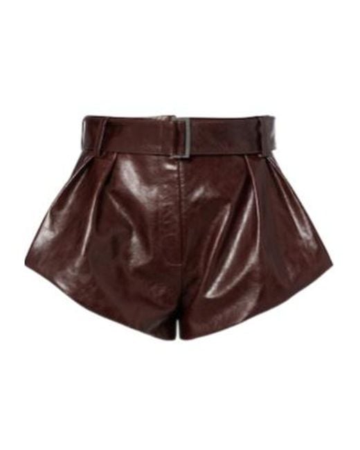 Magda Butrym Brown Belted Leather Shorts