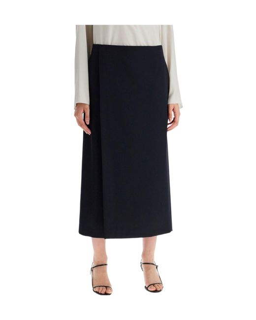 The Row Black Kavi Straight Hem Midi Skirt
