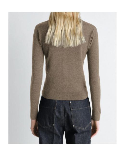 Lemaire Brown Buttoned V-Neck Cardigan