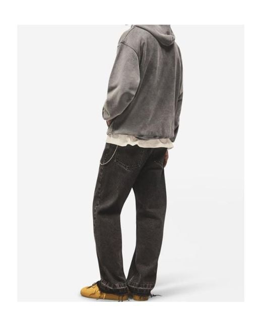 Represent Gray Embroidered Cotton Hoodie for men