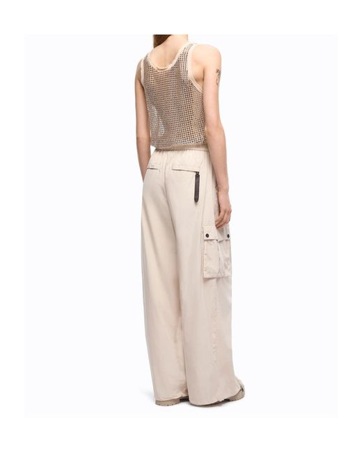 Pinko Natural Palazzo Trousers With Zip And Cargo Pockets