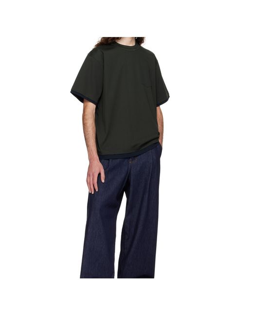 Sacai Black Crew Neck T-Shirt for men