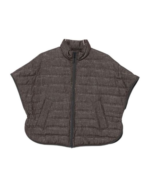 Brunello Cucinelli Gray Quilted Zip-Front Jacket