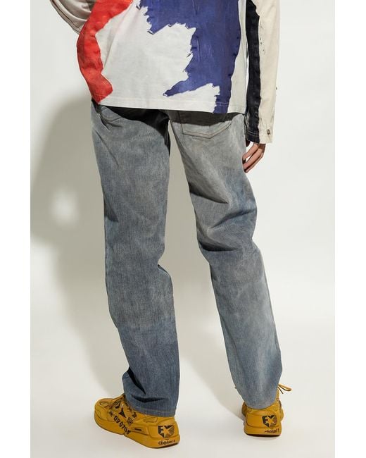 DIESEL Blue Logo Patch Straight Leg Jeans for men