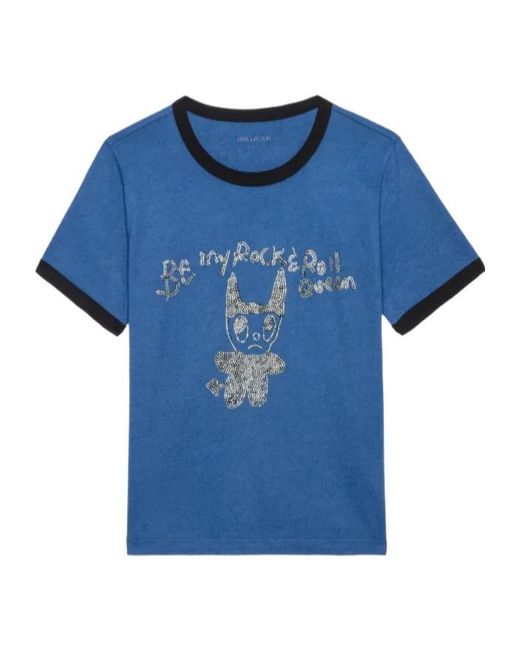 Zadig & Voltaire Blue Crystal-Embellished T-Shirt