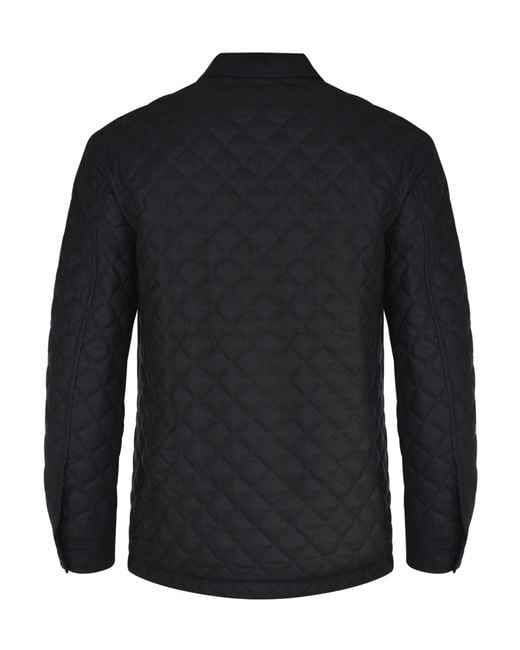 Tagliatore Black Quilted Shirt Collar Jacket for men
