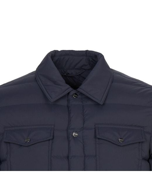Herno Blue Quilted Shirt Down Jacket for men