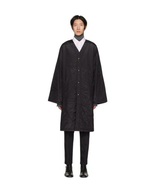 Acne Black V-Neck Long-Sleeved Quilted Cotton Suit for men