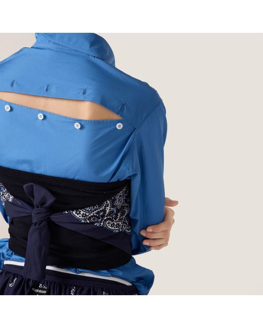 Miu Miu Blue Bandana Printed Strapless Cropped Top