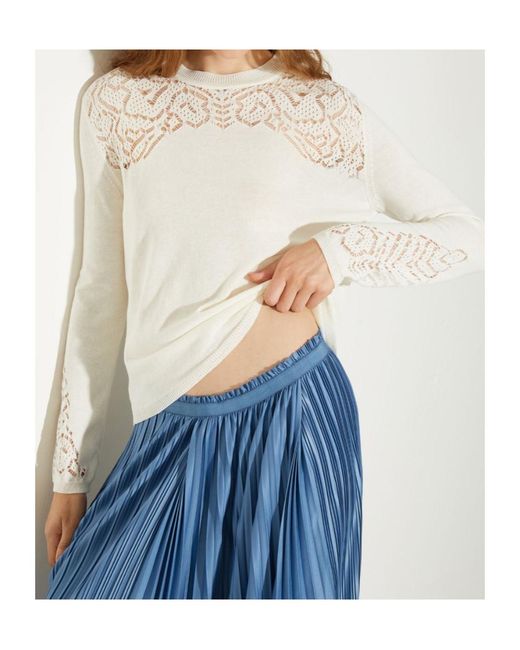 MAX&Co. Natural Pointelle-Knit Cotton Jumper