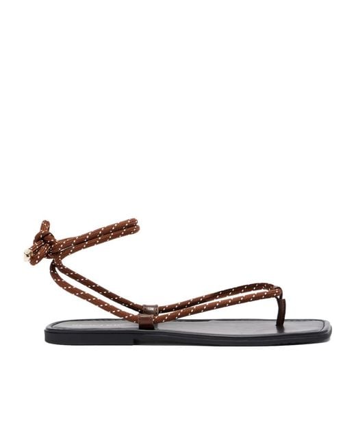 Veronica Beard White Carmina Leather-Trimmed Thong Sandals