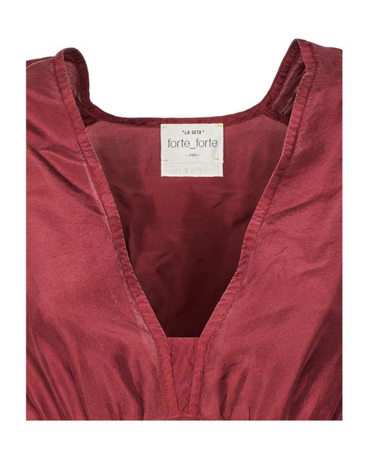 Forte_forte Red V-Neck Silk Maxi Dress
