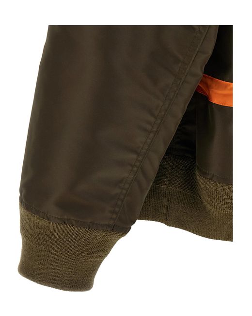 Sacai Green Drawstring-Waist Bomber Jacket for men