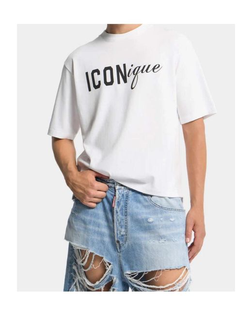 DSquared² White Iconique Loose Fit T-Shirt for men