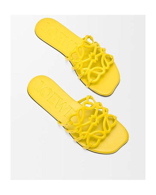 Loewe Yellow X Paula's Ibiza Leather Petal Anagram Slides