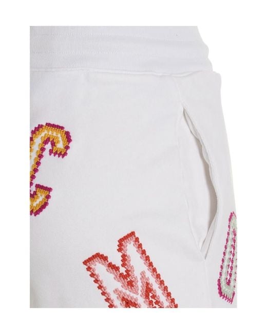 Moschino White Logo Embroidered Bermuda Shorts