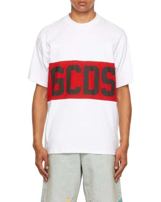 Gcds White Logo-Print T-Shirt for men