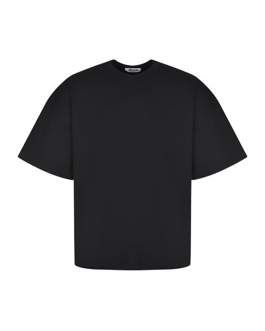 MSGM Black Logo Patch Crewneck T-Shirt for men