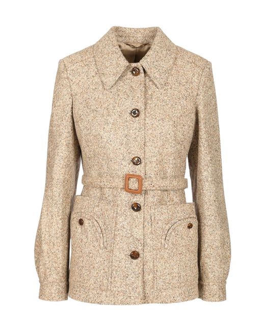Blazé Milano Natural Blazé Milano Long Sleeved Belted Speckled Jacket
