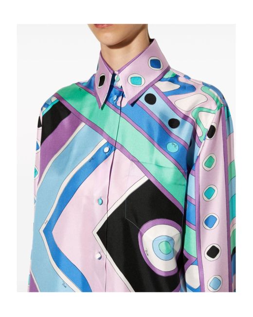 Emilio Pucci Blue Vivara-Printed Long Sleeved Shirt