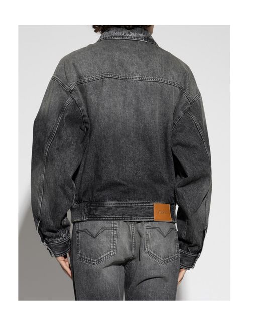 Versace Gray Long-Sleeved Denim Jacket for men